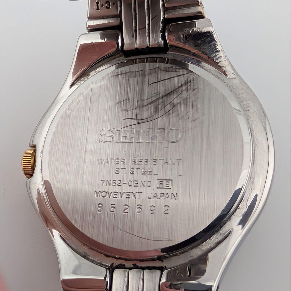 Seiko 7N82-0EN0 Two Tone Charcoal Sunburst Dial Date Watch 26mm - Picture 4 of 10